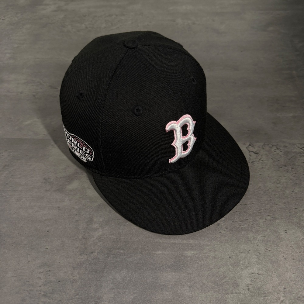New Era Boston Red Sox Hat 7 Black Pink Paisley 2004 World Series Patch 59FIFTY